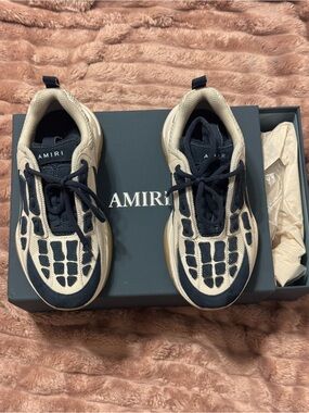 AMIRI Men’s Black and Beige Mesh Panel Sneakers